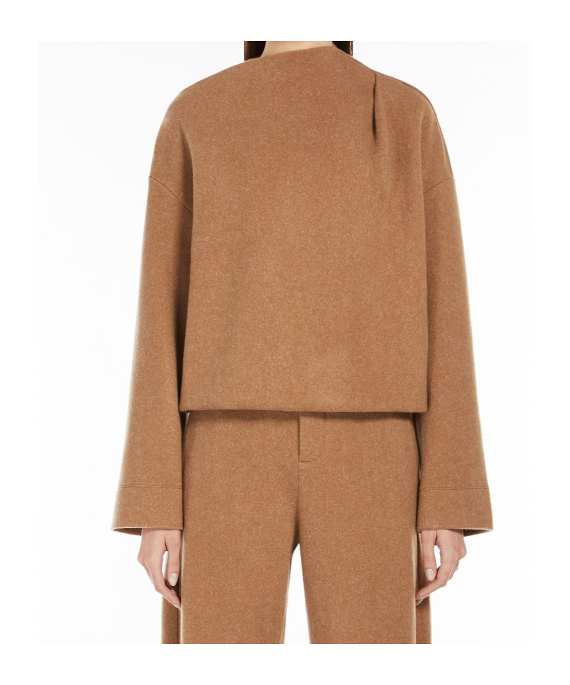 Max Mara Oxa Cashmere & Wool Sweatshirt In Tobacco Color