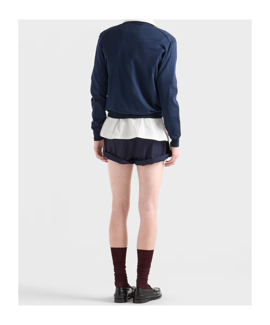 Prada Pullover Aus Baumwolle Mit V-ausschnitt In Blue