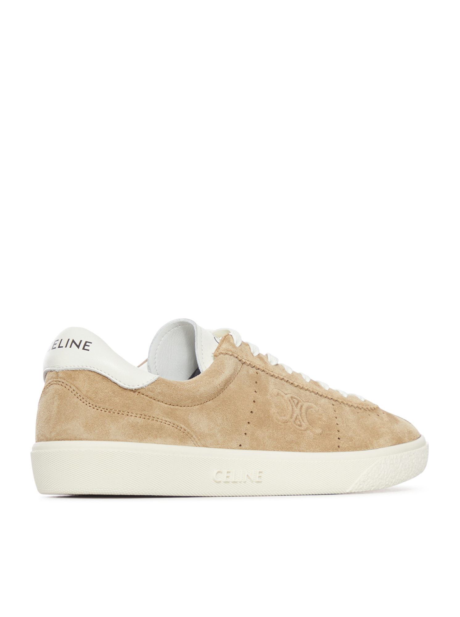 Celine Suede Triomphe Sneaker In Nude