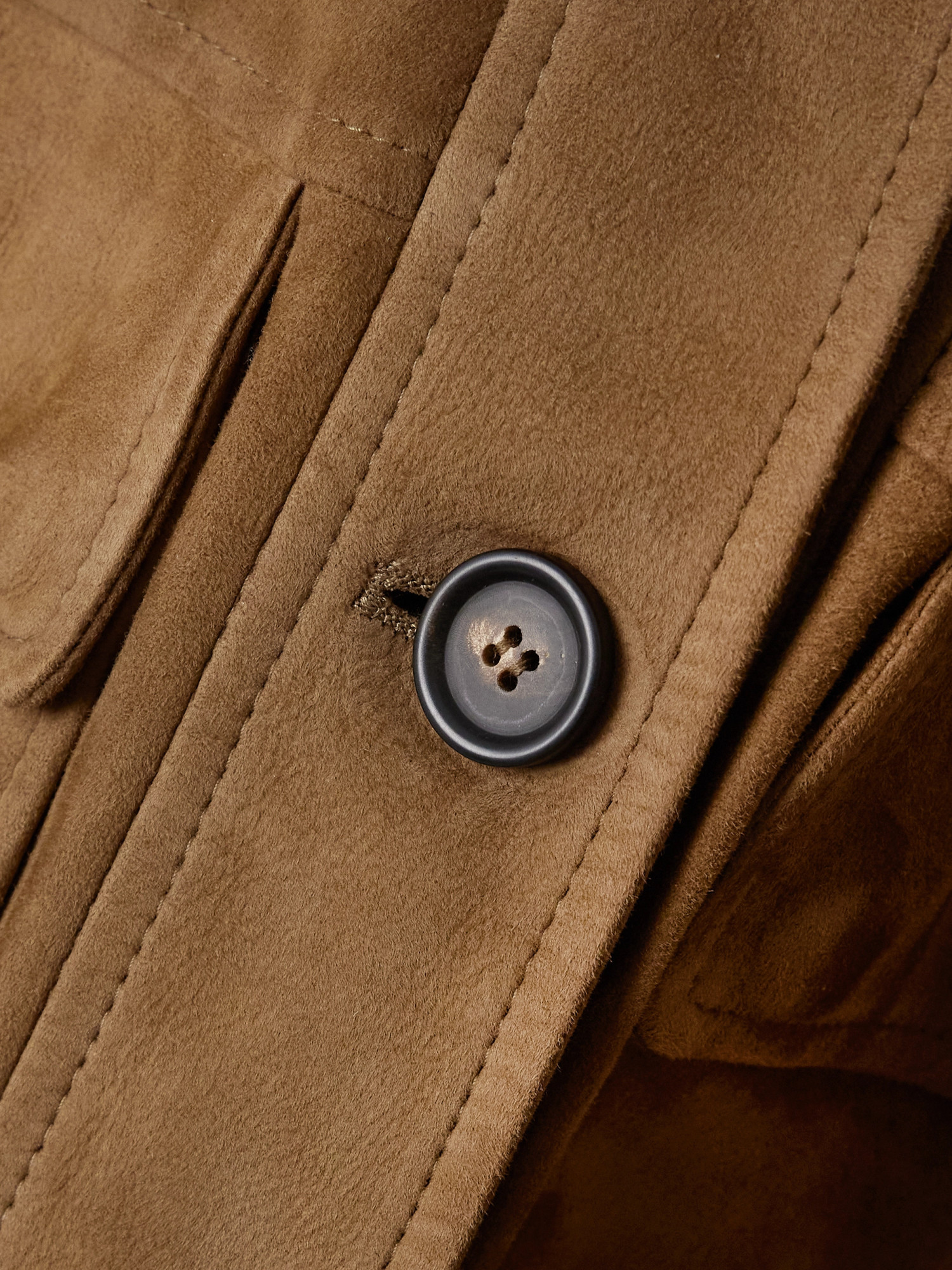 Brunello Cucinelli Long-sleeved Leather Jacket In Brown