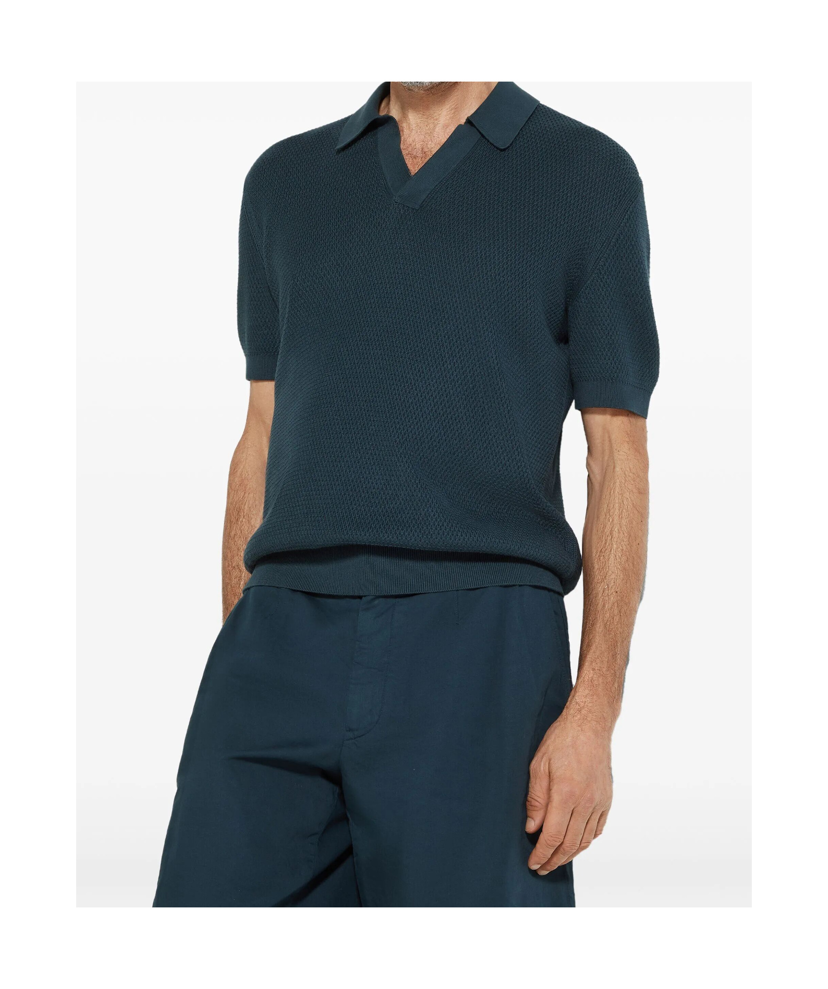 Shop Zegna Short-sleeved Knitted Polo Shirt In Black