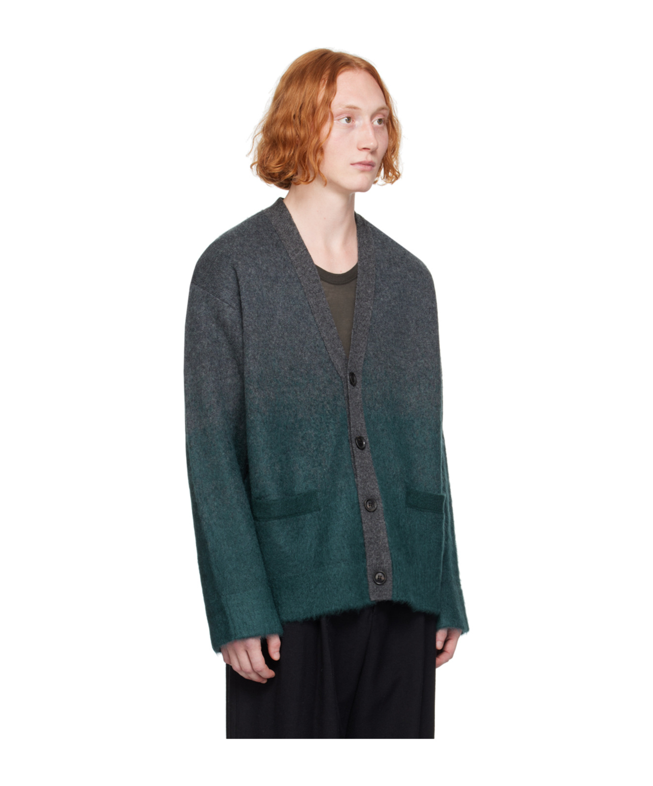 Juunj Juun. J Wool-mohair Gradient Cardigan In Black
