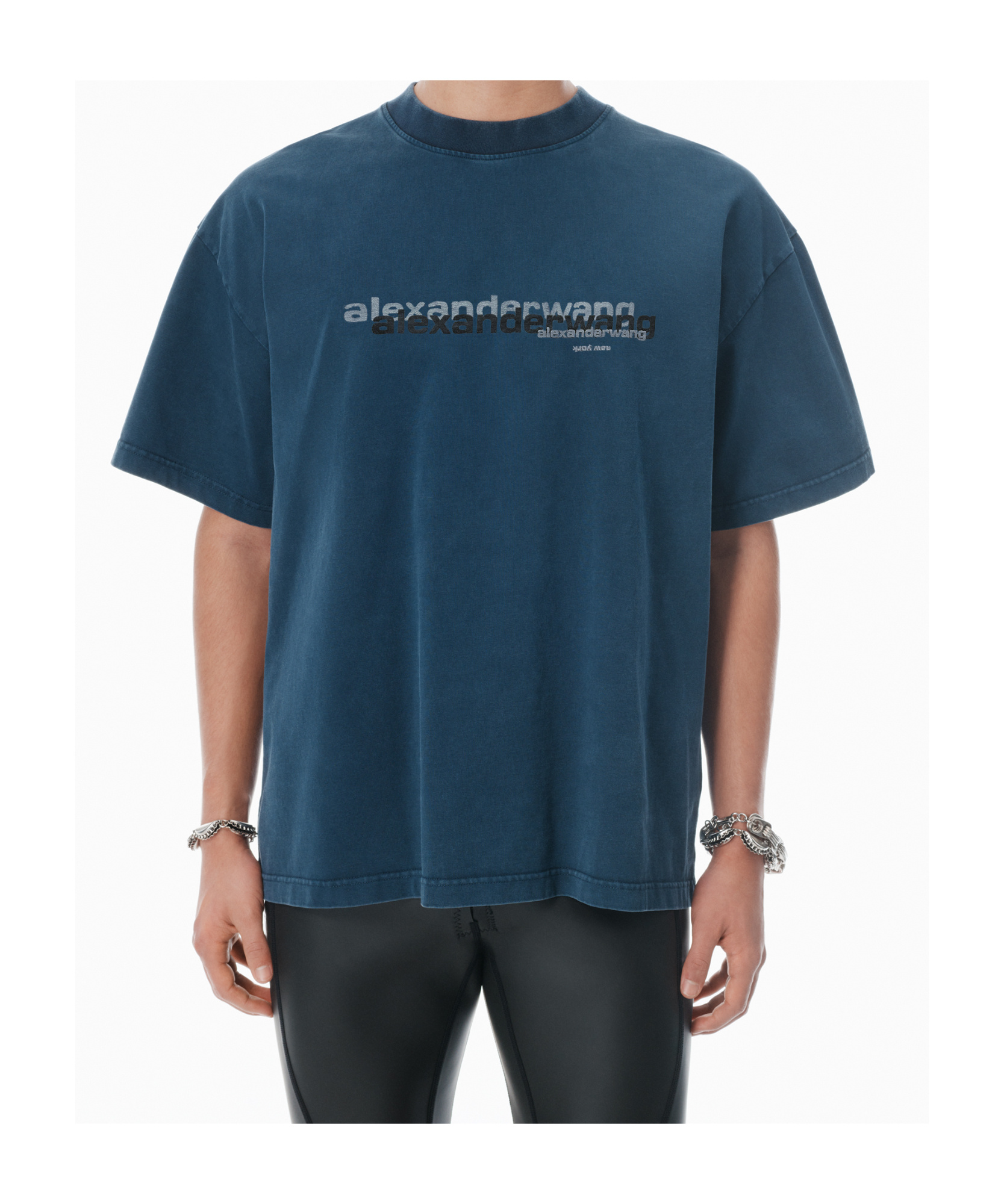 Alexander Wang Short Sleeved Crewneck T-shirt In Blue