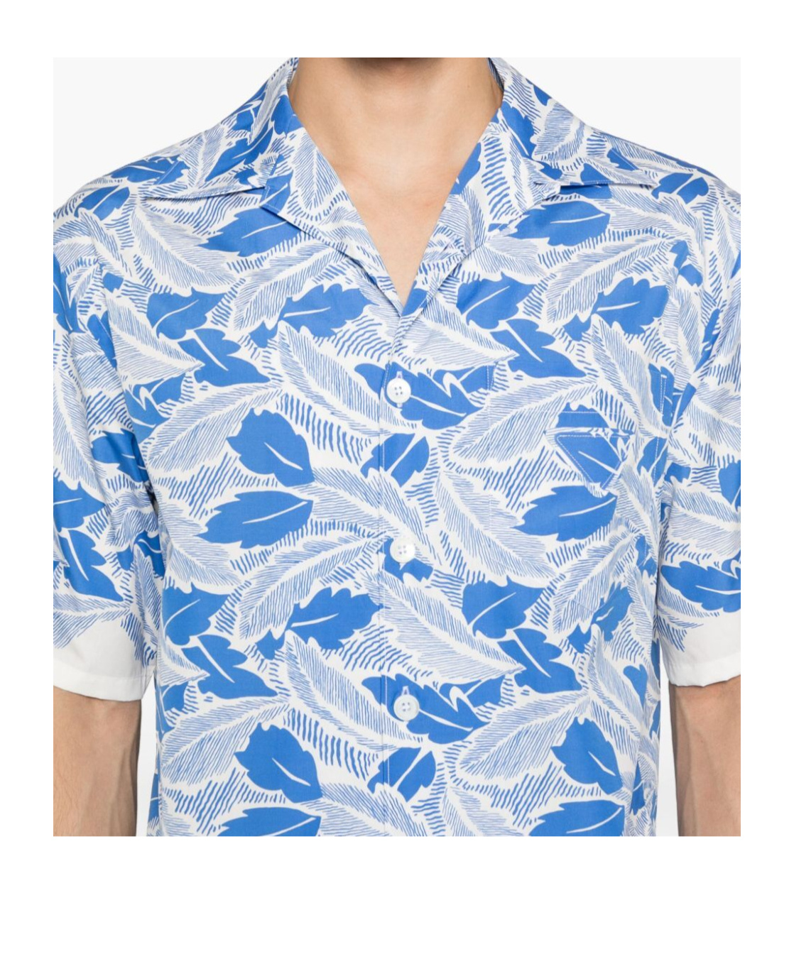 Prada Mens Light Blue Graphic-print Short-sleeve Cotton Shirt Xl In Blue
