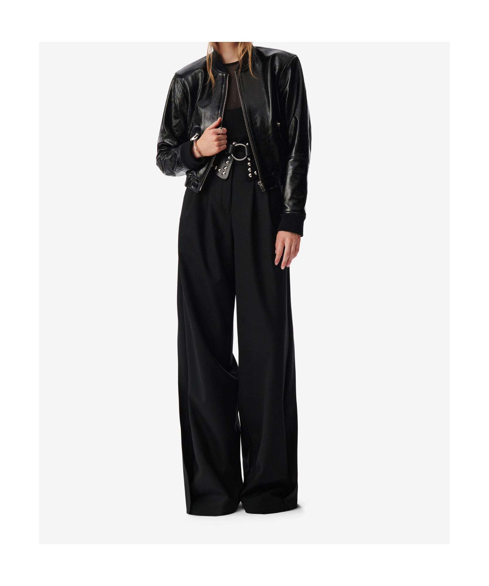 Iro Long-sleeved Leather Jacket In Black