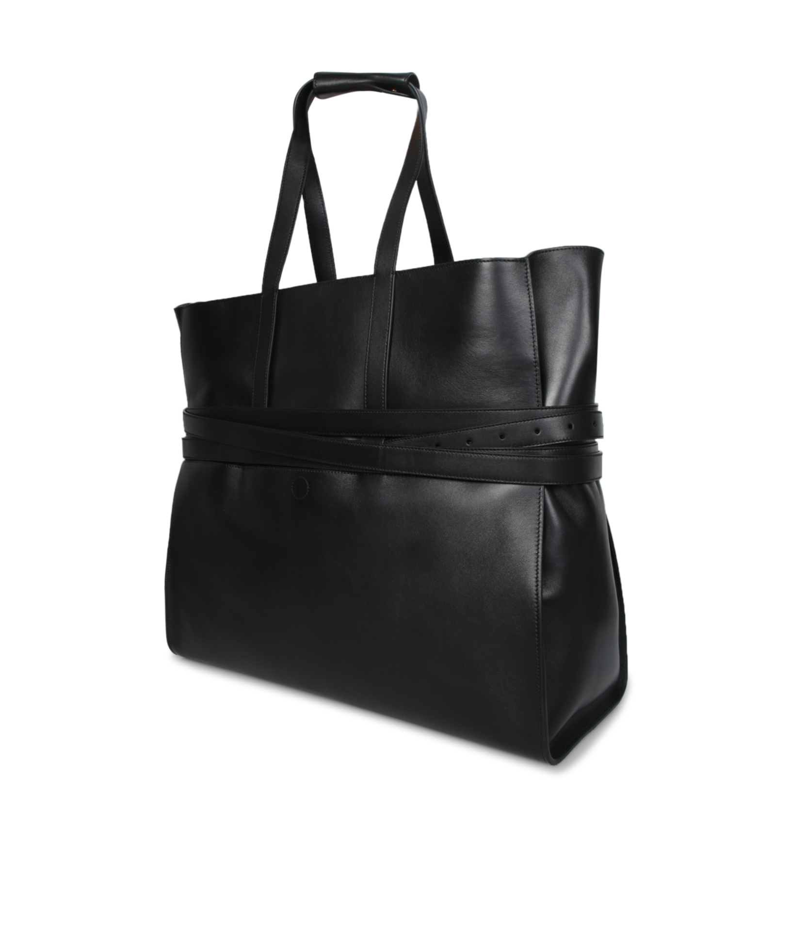 Moschino Leather Tote Bag In Black