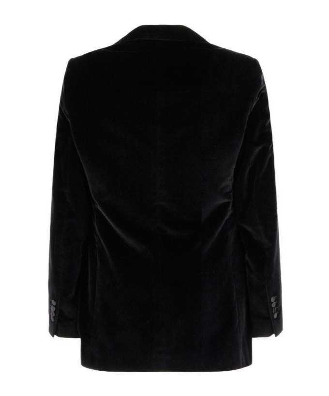 Dolce & Gabbana Peak Lapel Tuxedo Velvet Jacket With Padded Shoulders In Black
