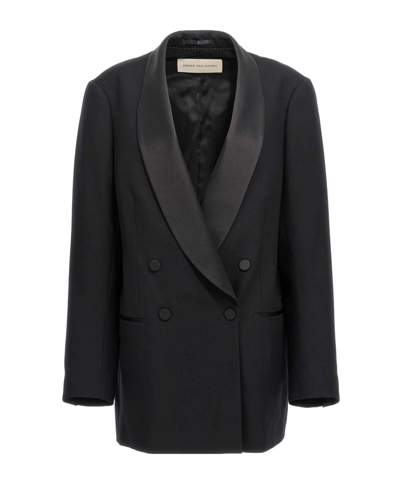 Dries Van Noten Blinker Tux Double-breasted Blazer In Black