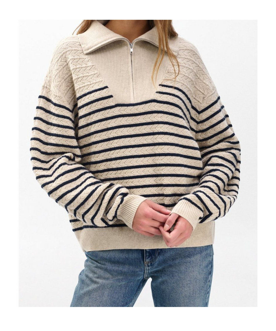 Rag & Bone Natalia Cashmere Half-zip Sweater In Brown