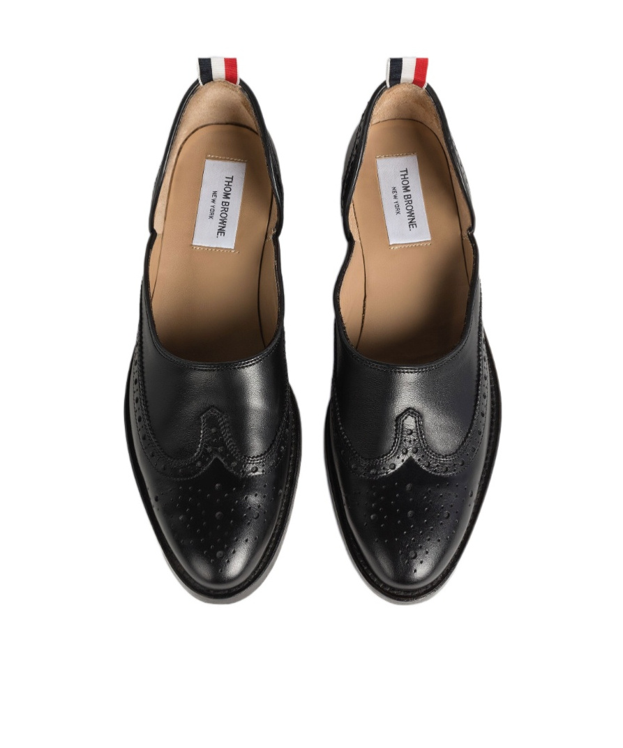 Thom Browne Slip-on Brogue Shoes In Black