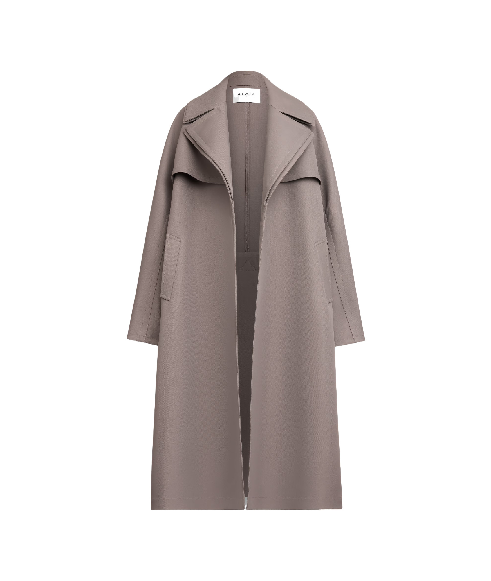 Alaïa Layered Collar Slit-sleeve Trench Coat In Gray