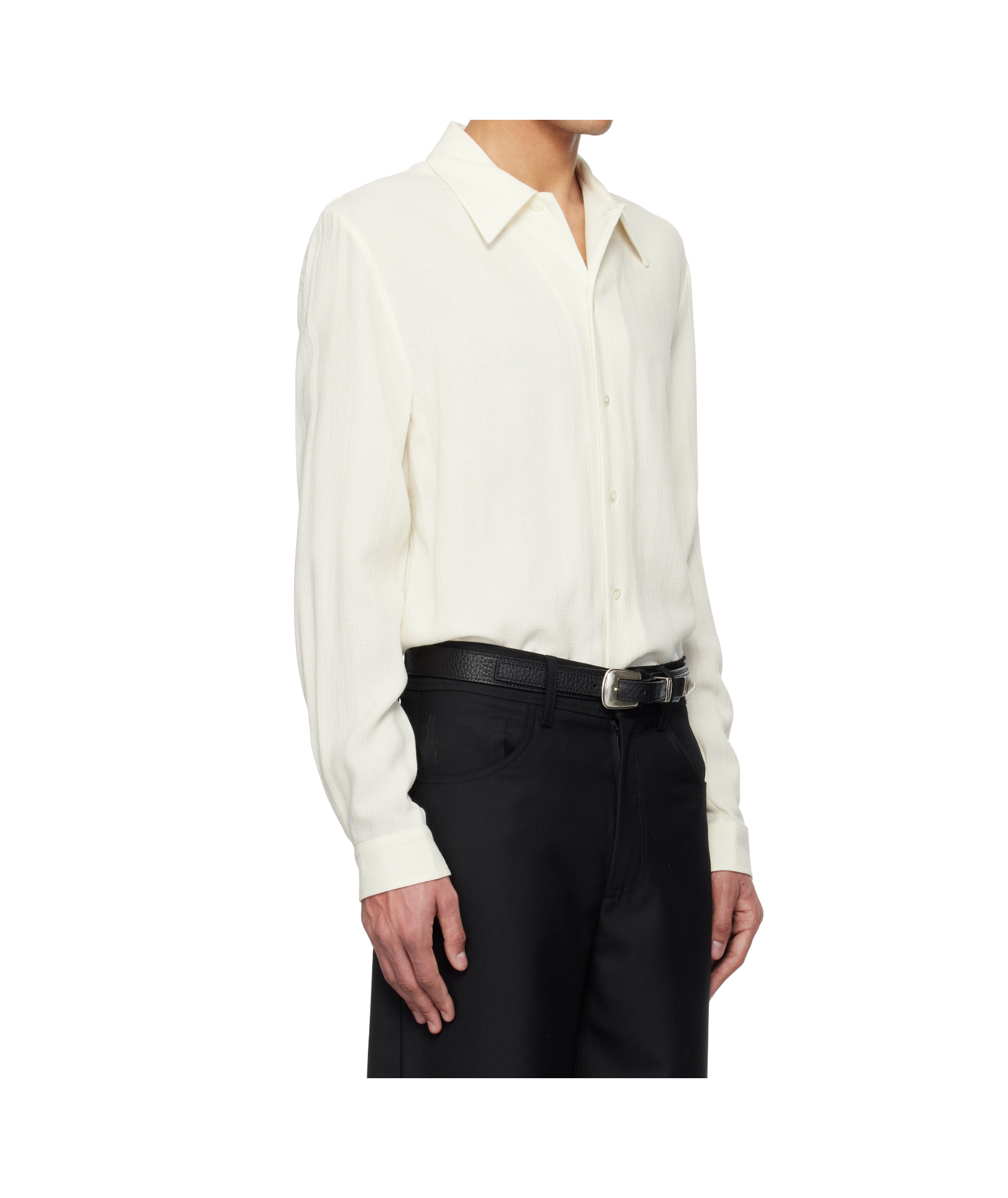 Séfr Crepe Long-sleeved Shirt In Off-white