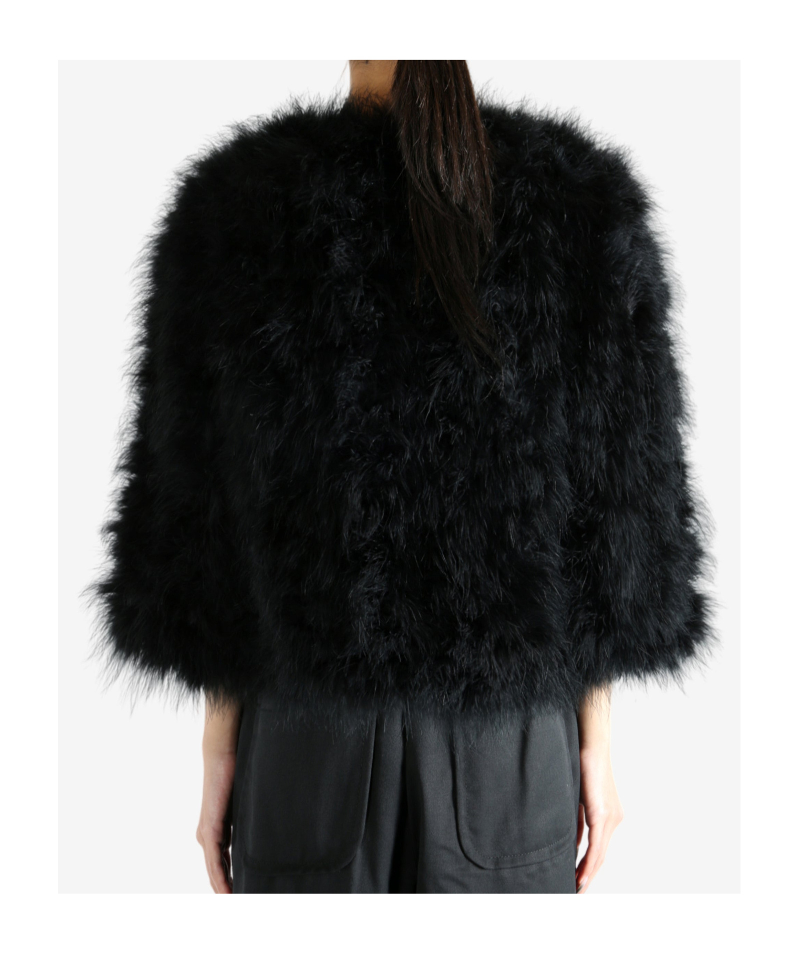 Yves Salomon Black Short Feather Jacket In Black