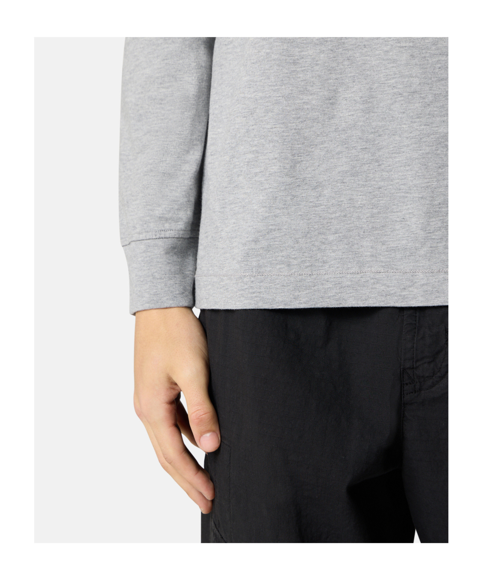 Stone Island Slim Fit Long Sleeve T-shirt With Compass Patch In Gray