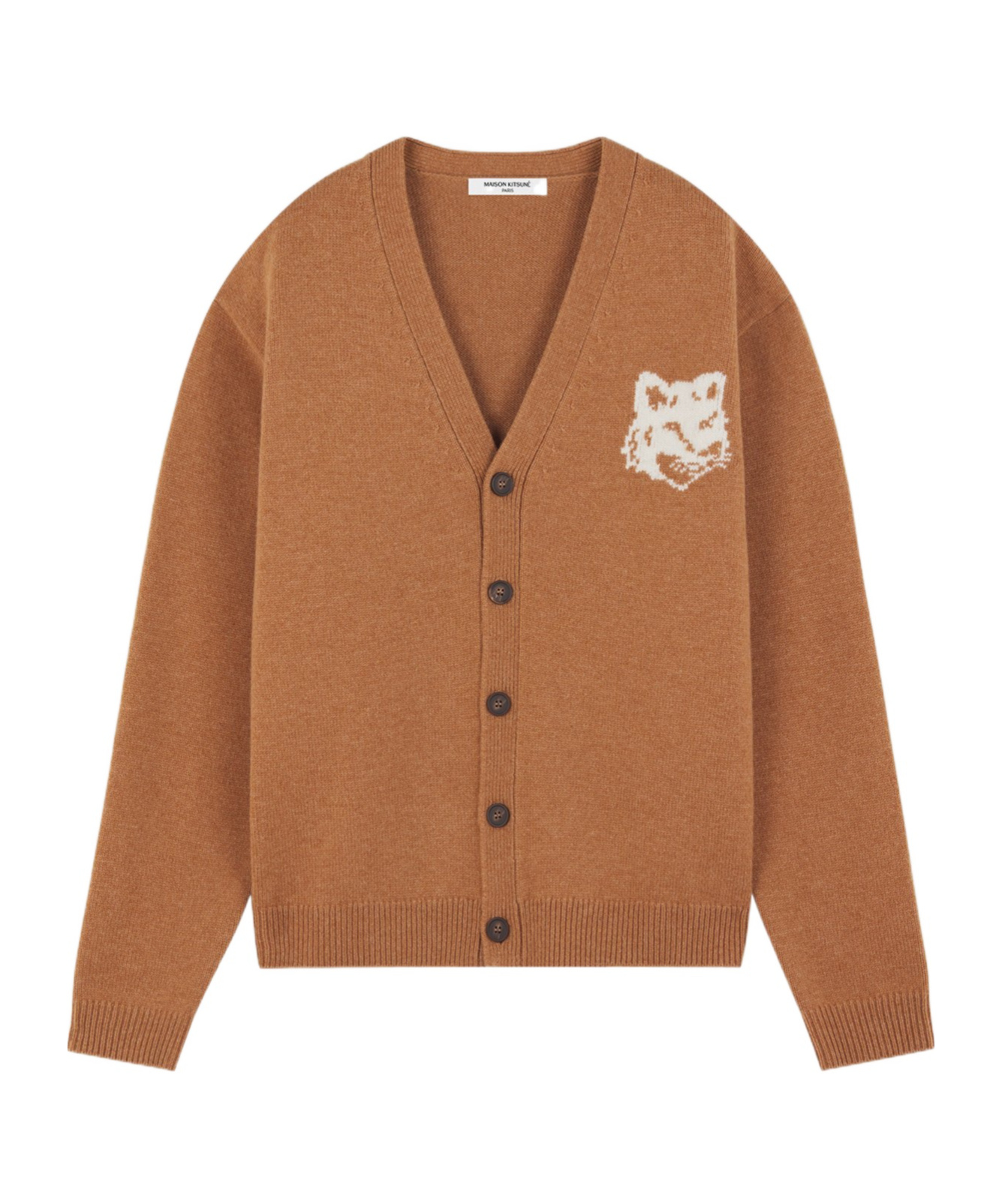 Maison Kitsuné Long-sleeved Knitted Cardigan In Brown