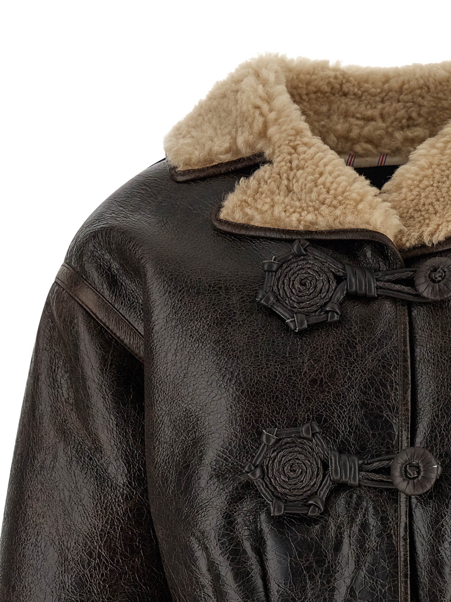 Etro Sheepskin Jacket Featuring Wool Insert In Brown