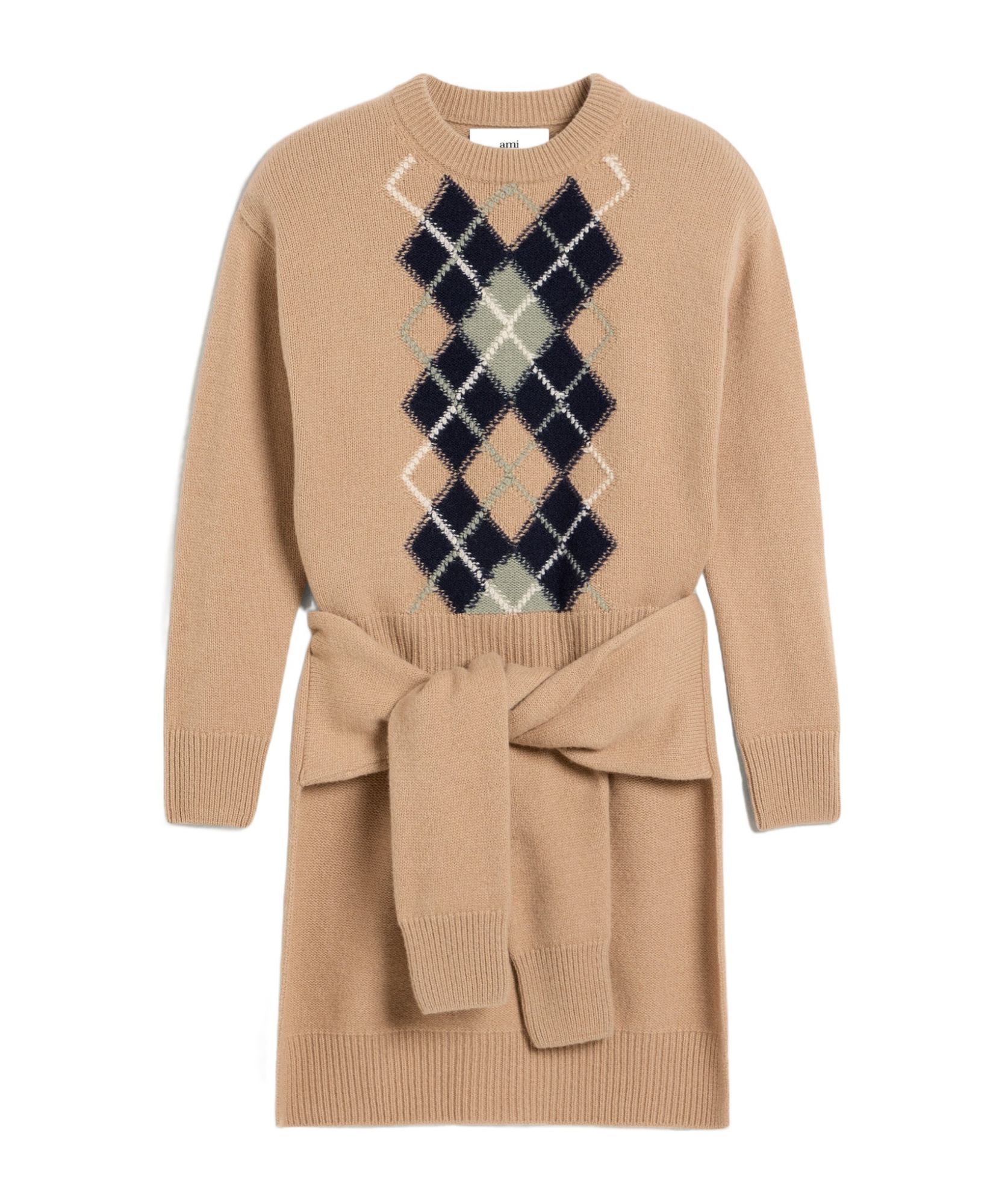 Shop Ami Alexandre Mattiussi Long-sleeved Wool Sweater In Nude