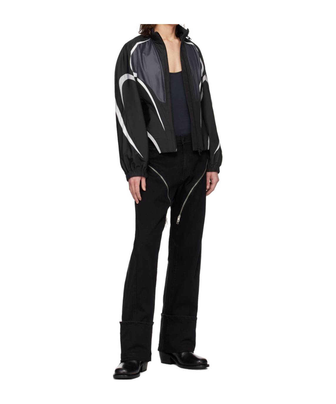 Mugler Reflective Panel Casual Jacket In Black