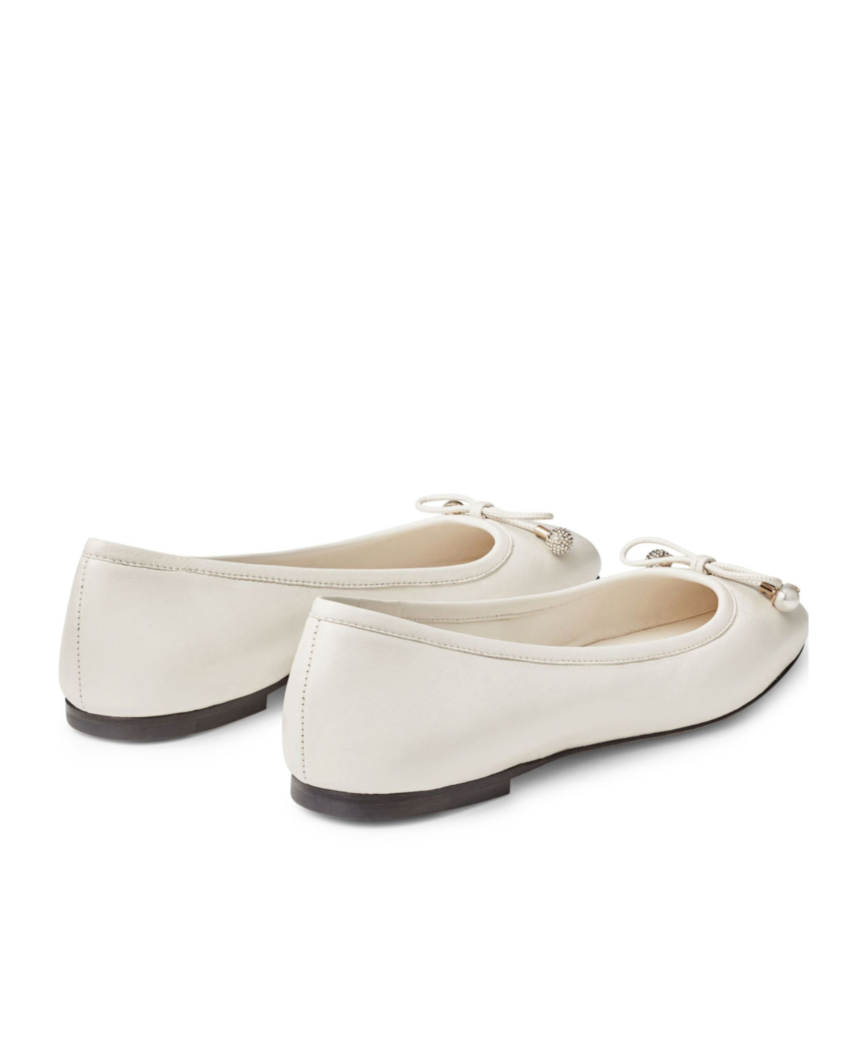 Jimmy Choo Elme Embellished Leather Ballet Flats In White