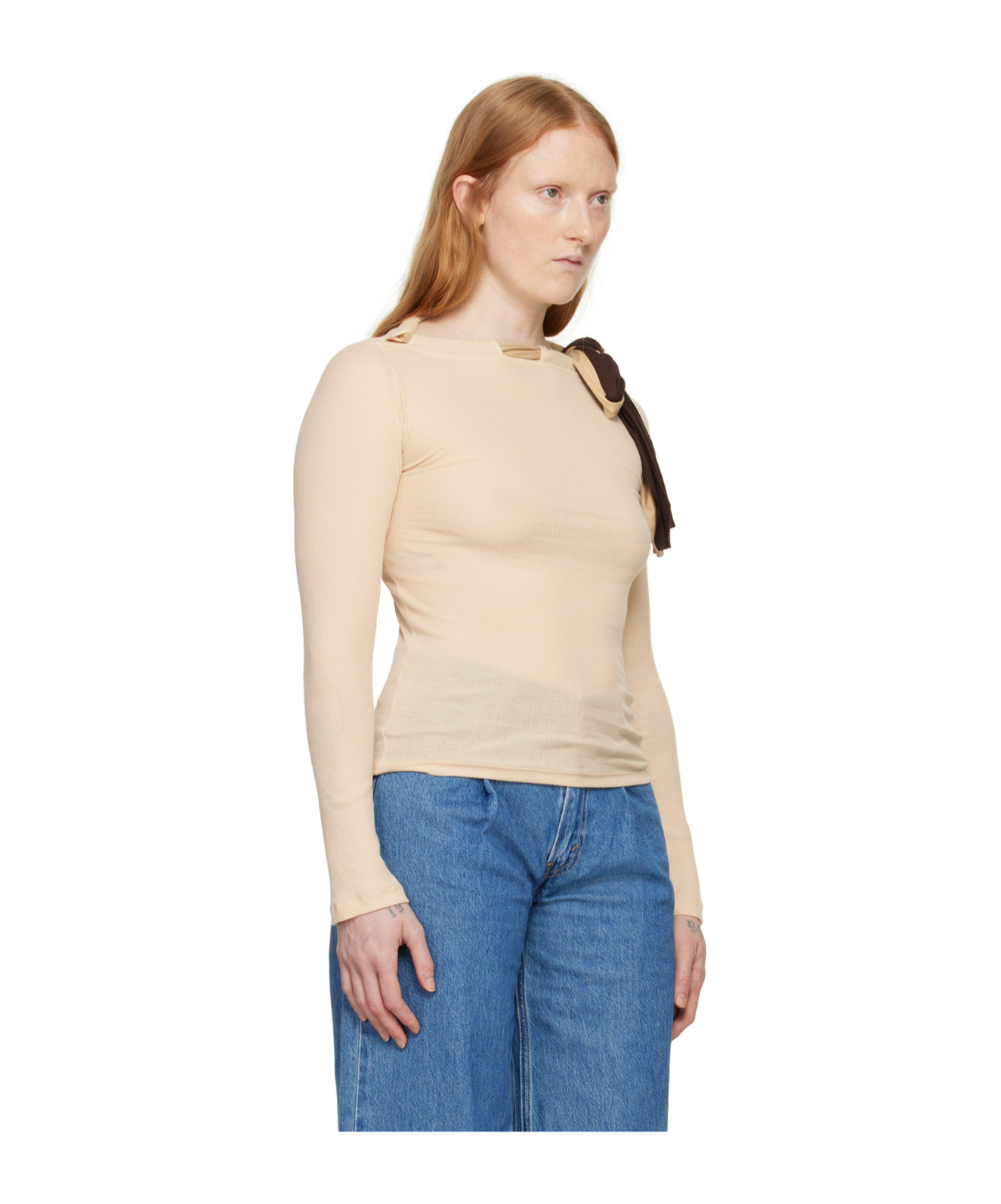 Baserange Circ Ribbed T-shirt In Nude