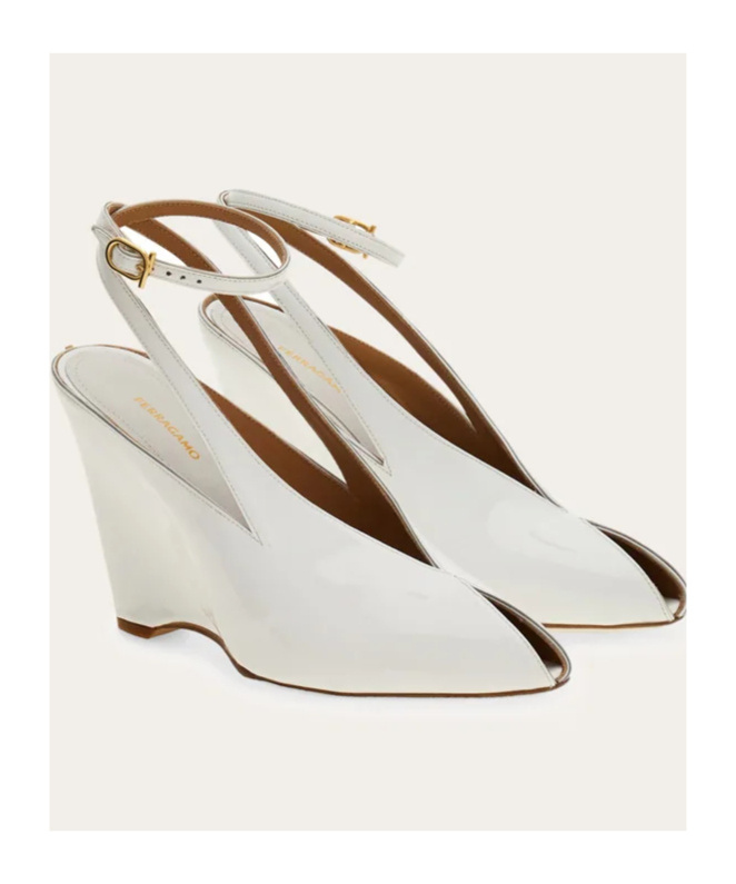 Ferragamo Wedge-heeled Platform Sandals In White