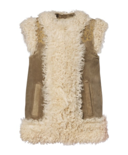 Etro Shearling-lined Embroidered Vest In Beige