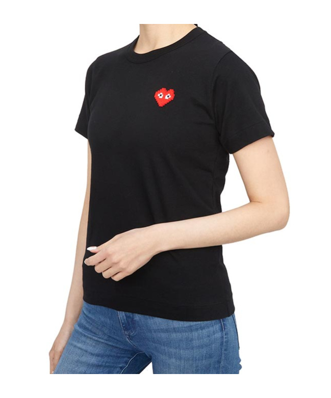 Shop Comme Des Garçons Play Round Neck Short Sleeve T-shirt