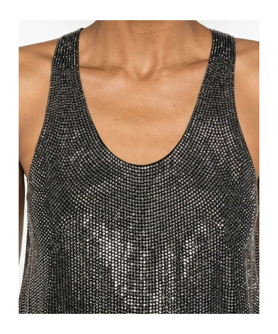 Giuseppe Di Morabito Strass-embellished Sleeveless Top With Round Neckline In Black