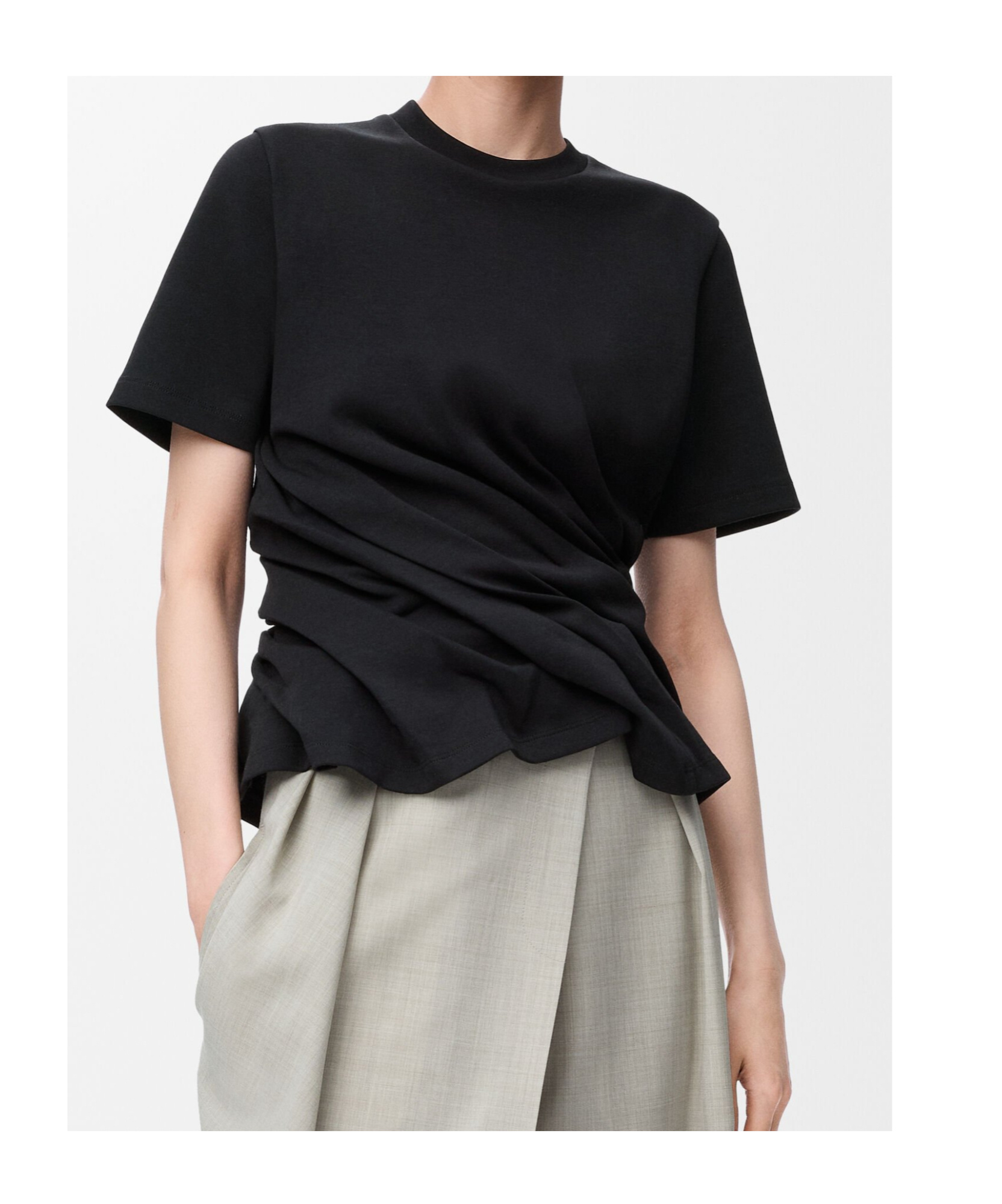 Loewe Short-sleeve Draped Twisted T-shirt In Black