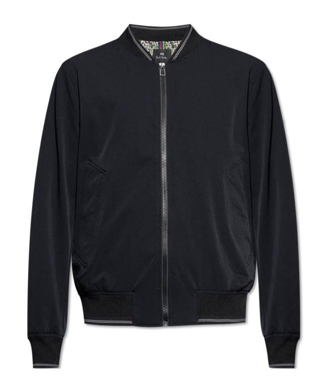 Ps By Paul Smith Zip-fastening Logo-plaque Bomber Jacket In Black