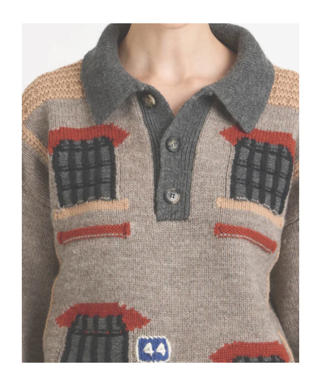 Jw Anderson Womens House Polo Jumper In Beige Melange In Multi