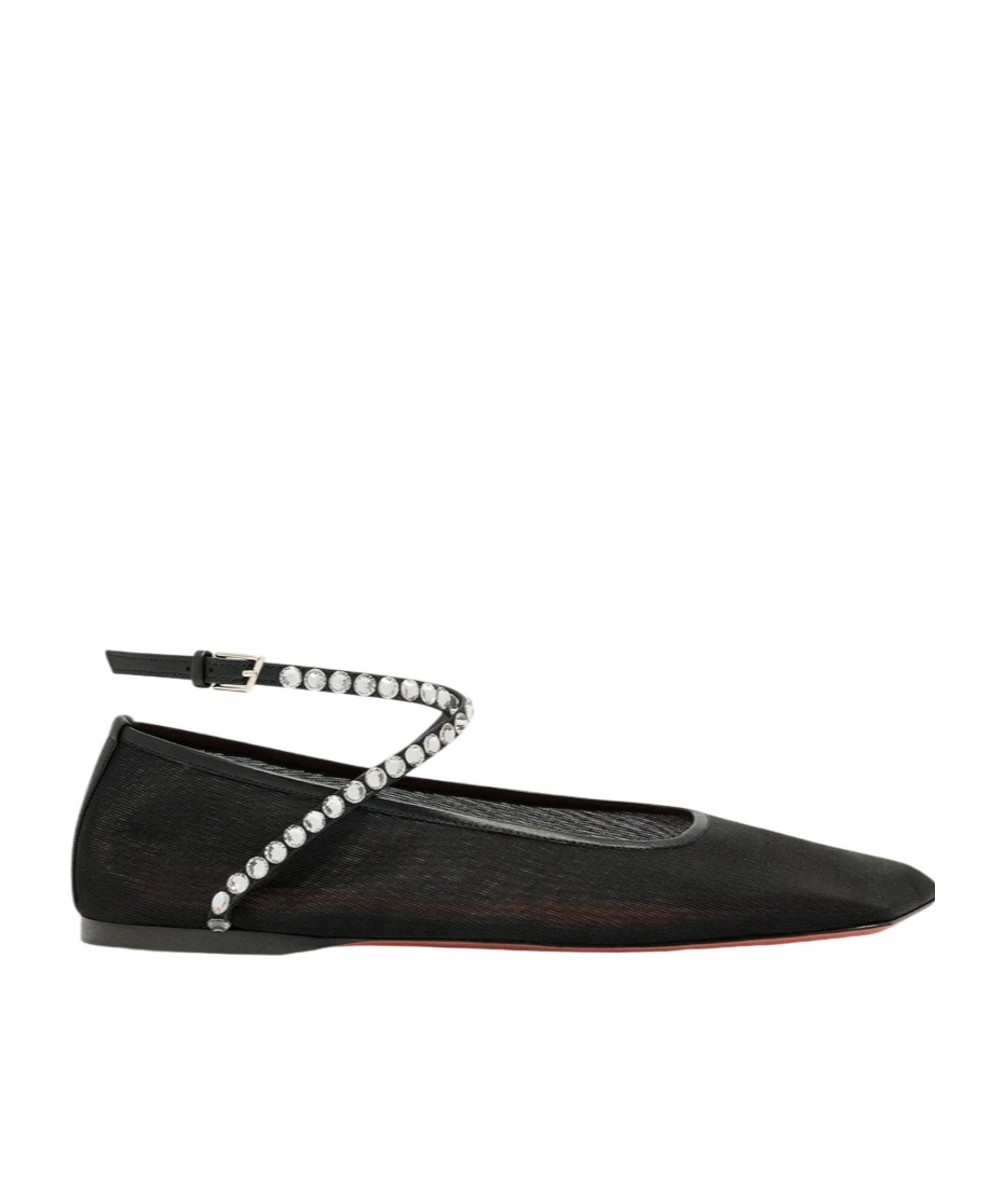 Shop Amina Muaddi Mesh Ballet Shoes In Black