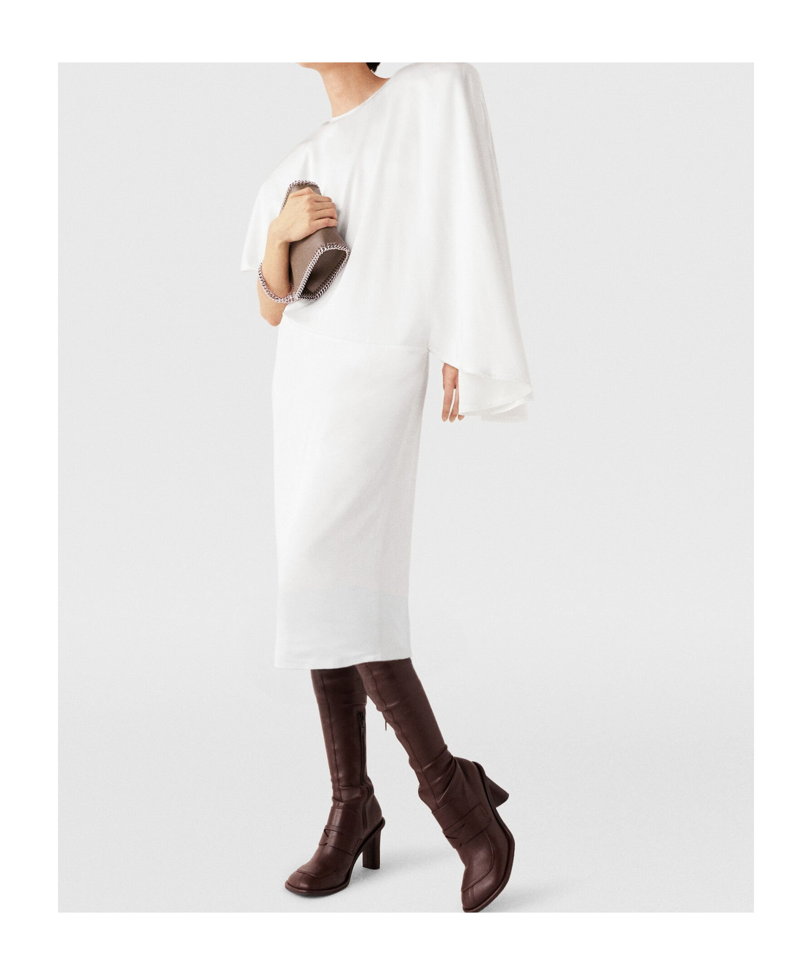 Stella Mccartney Draped Midi Dress Ruched Detail In White