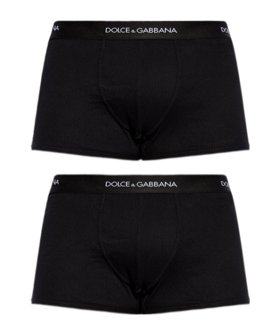 Dolce & Gabbana Pack Of Two Logo Cotton-blend Jersey Boxer Briefs In Black