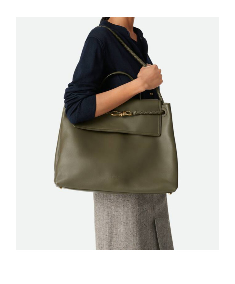 Bottega Veneta Large Ciao Ciao Intrecciato Leather Top Handle Bag In Green