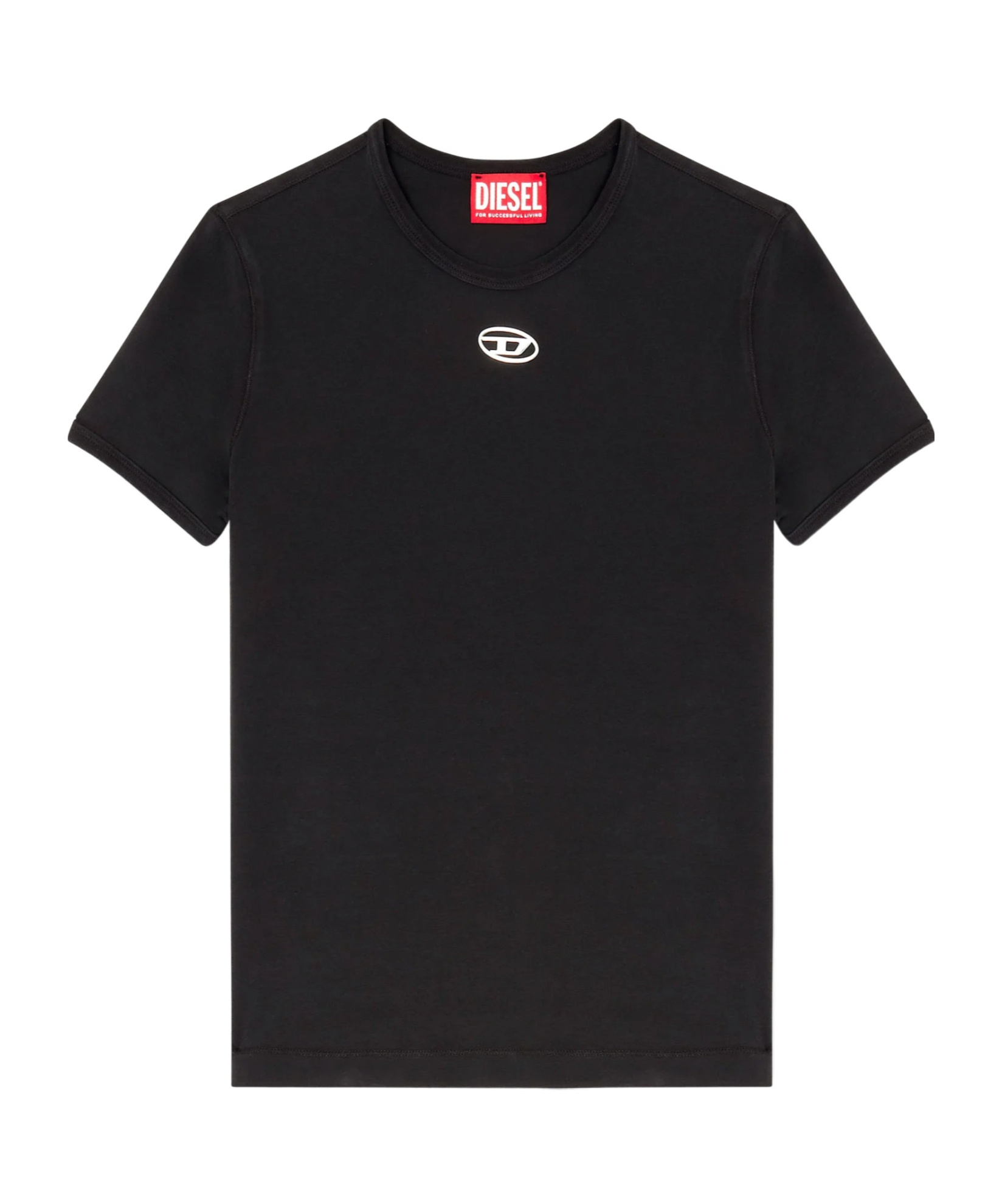 Diesel T-uncutieslong-od Metallic Oval D T-shirt In Black