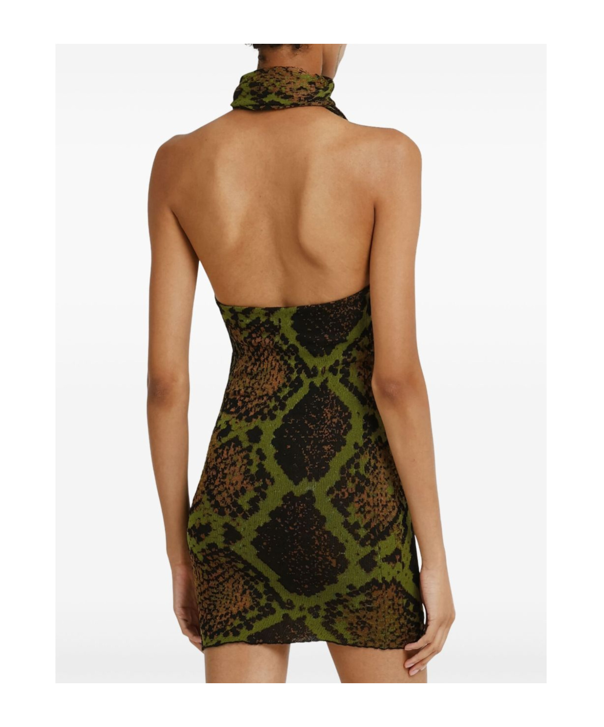 Attico Snake-print Halterneck Mini Dress In Multi