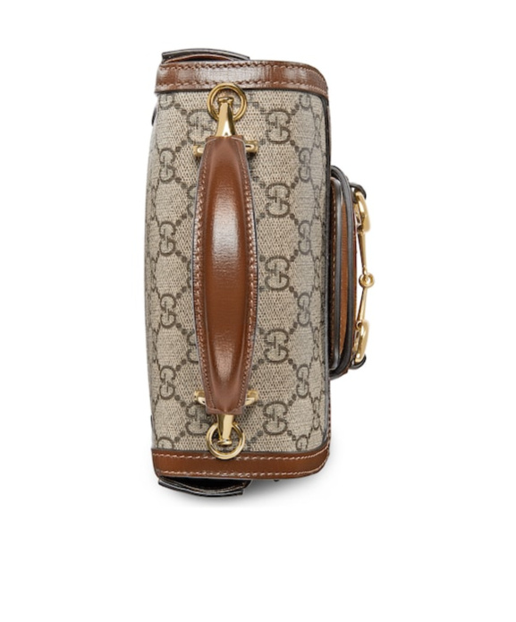 Gucci Women Gg Supreme Fabric Mini Horsebit 1955 Handbag In Brown