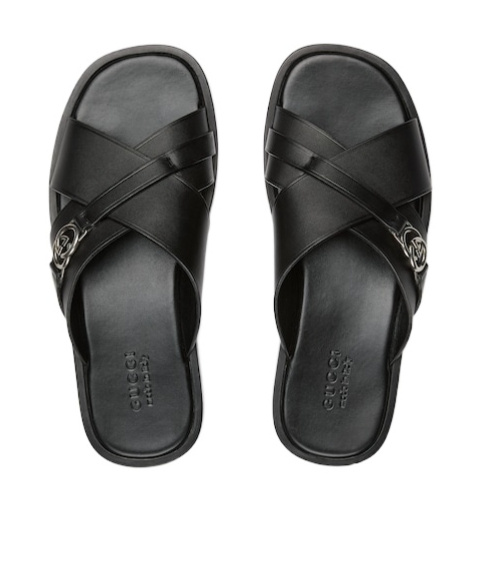 Gucci Leather Slides In Black