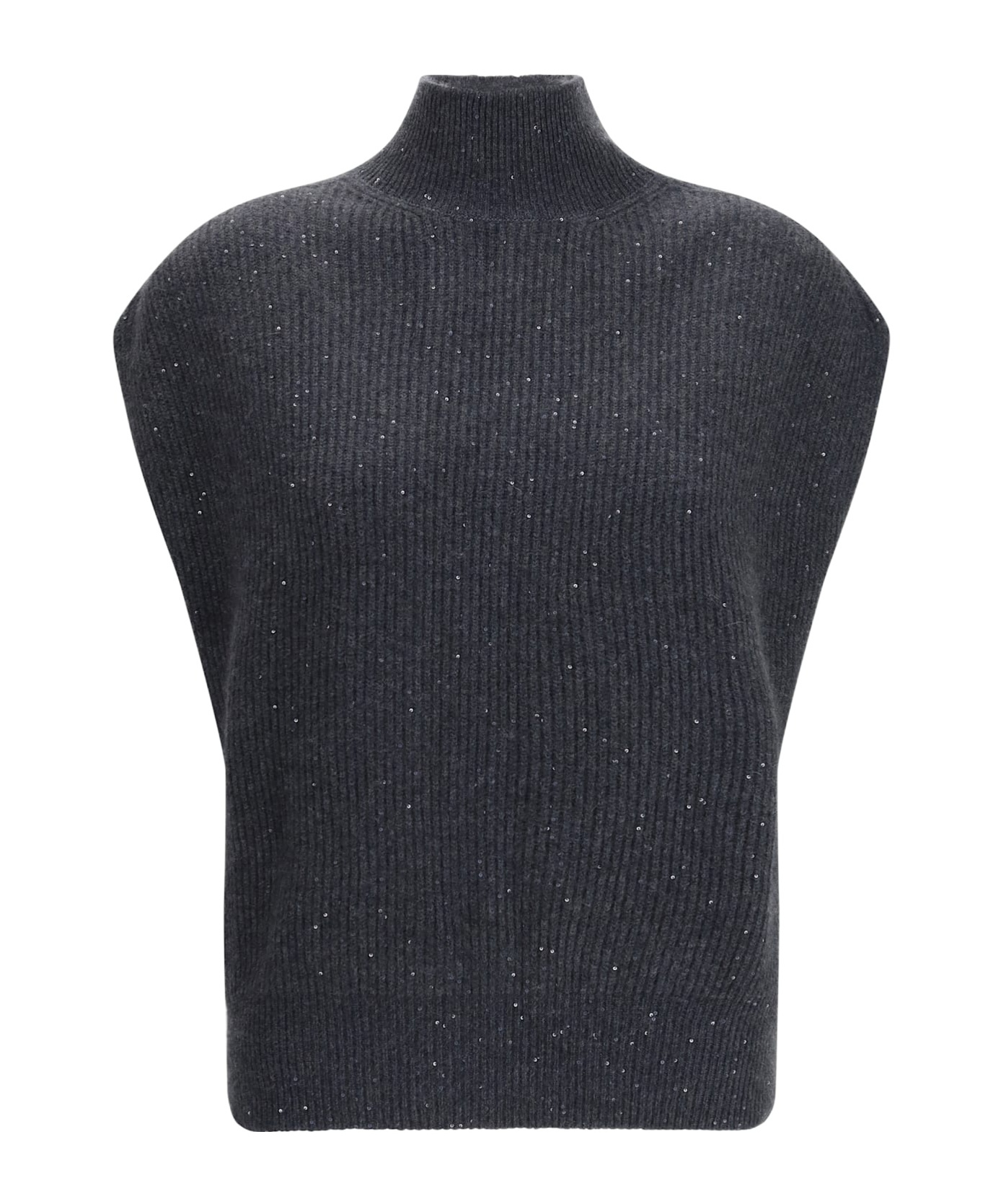 Fabiana Filippi Sleeveless Wool Sweater With Sequins In Black