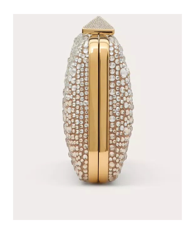 Valentino Carry Secrets Rhinestone-embellished Clutch Bag In Beige/crystal