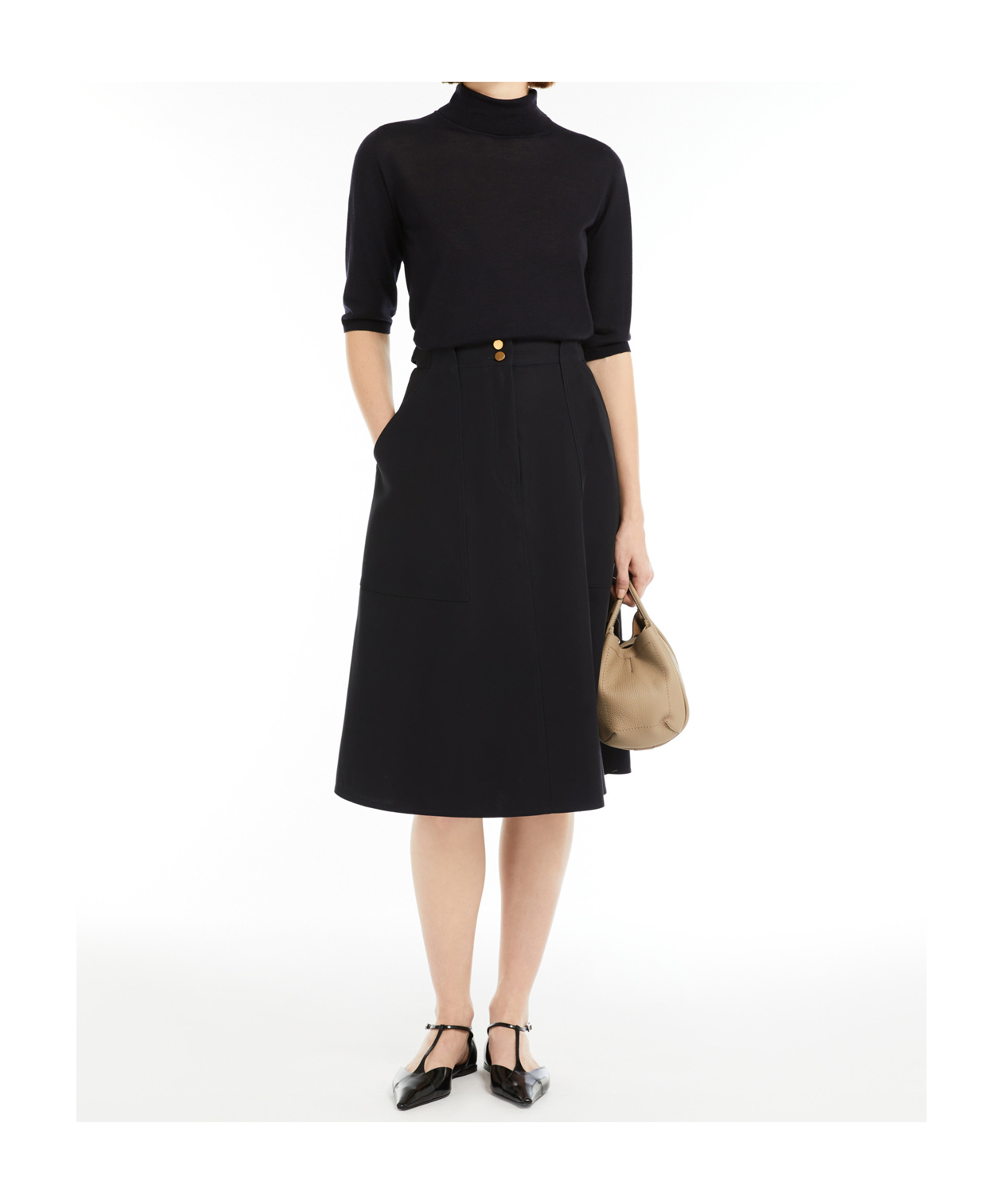 Max Mara Flared High-waisted A-line Skirt Button Belt In Ultramarine
