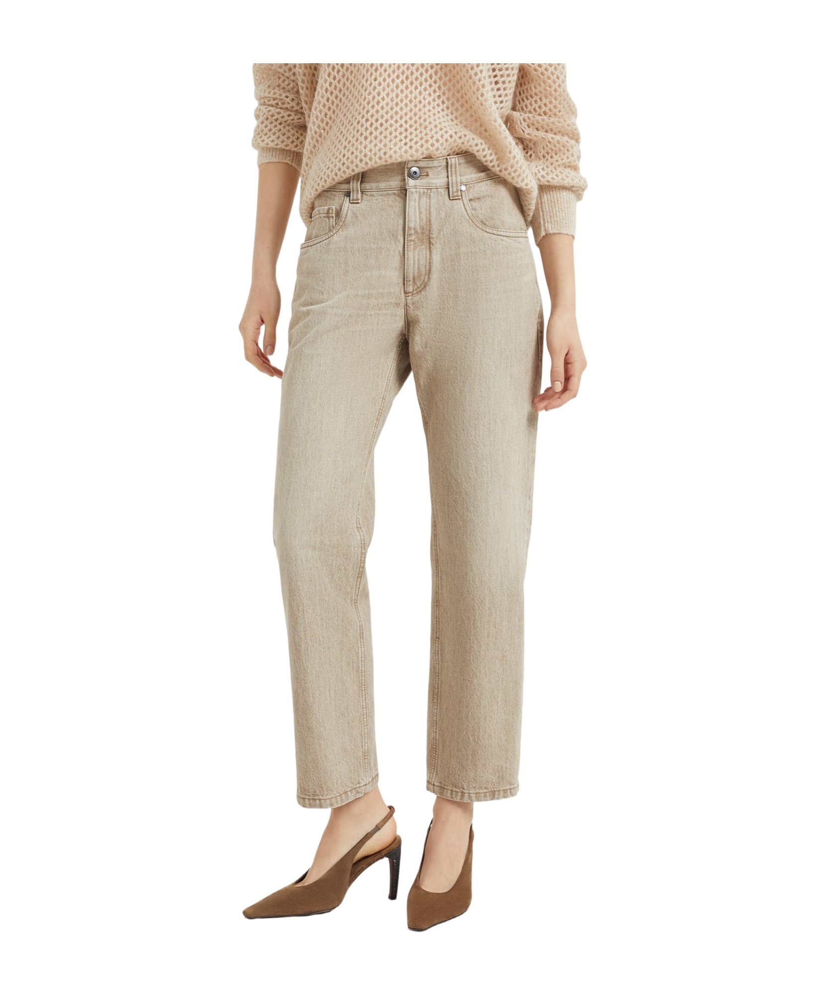 Brunello Cucinelli Belt Loop Jeans In Neutral