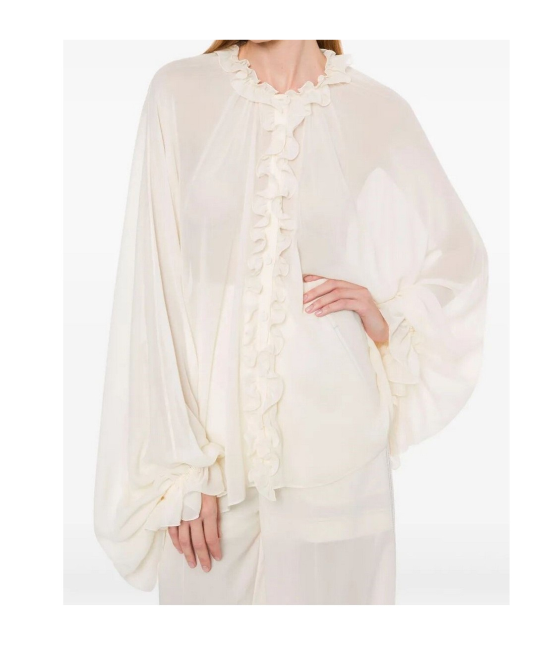 Philosophy Di Lorenzo Serafini Silk Blend Georgette Cape Shirt In White