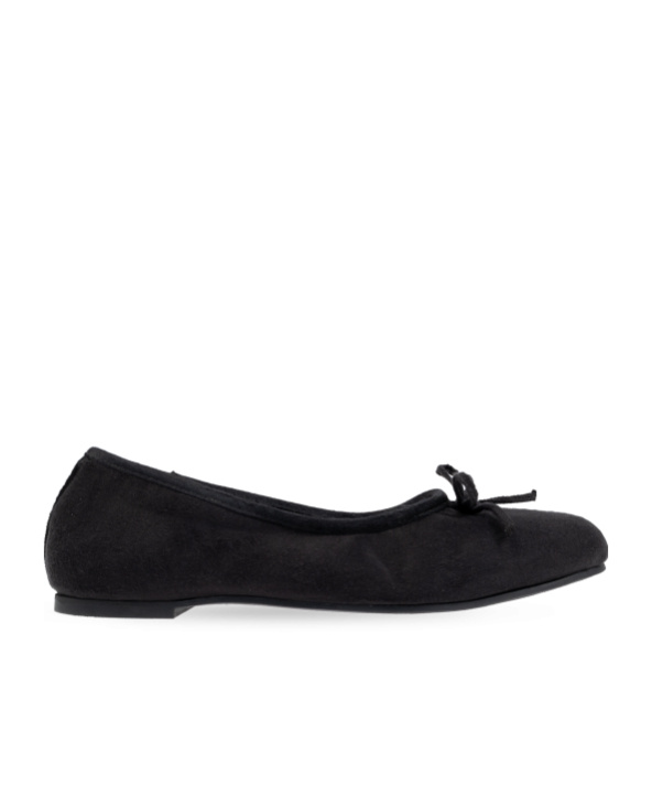 Balenciaga Leopold Satin Ballerina Shoes In Black