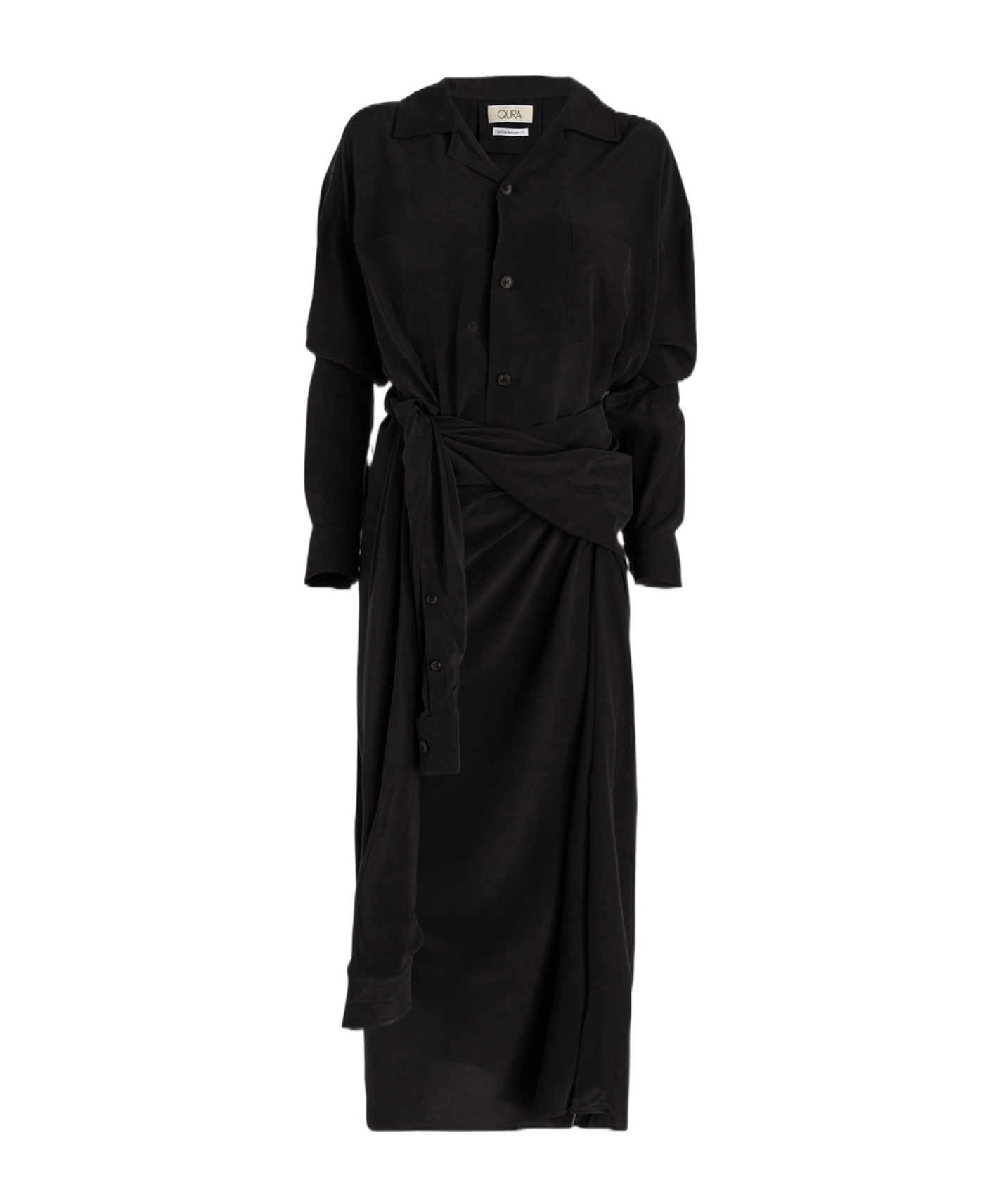 QUIRA LONG-SLEEVE BUTTON-FASTENING DRESS