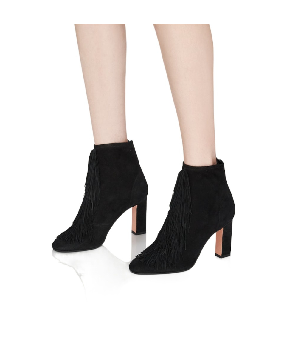 Aquazzura Gytane Tassel Ankle Boots In Black