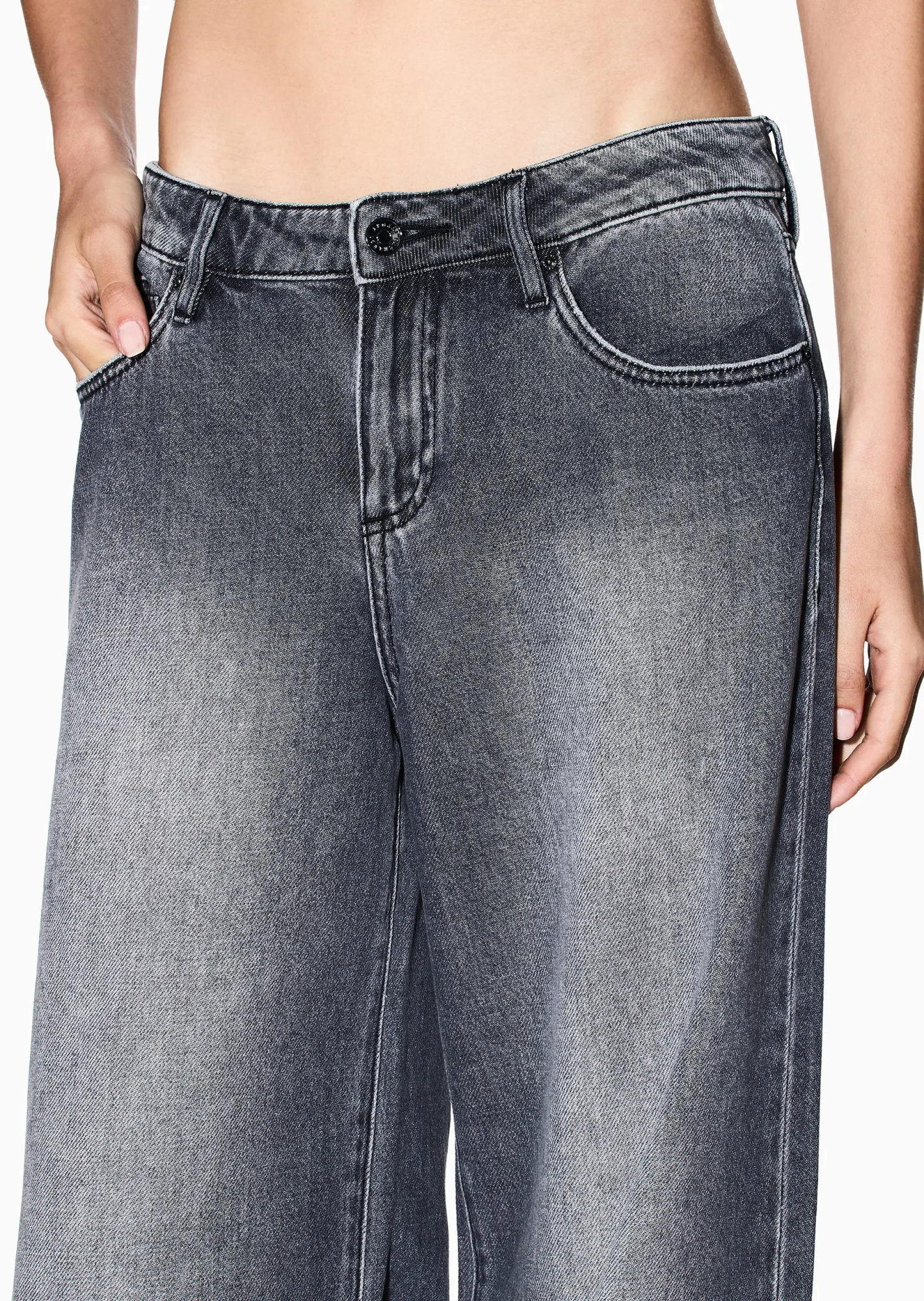 Armani Exchange Wide Leg Jeans In Black