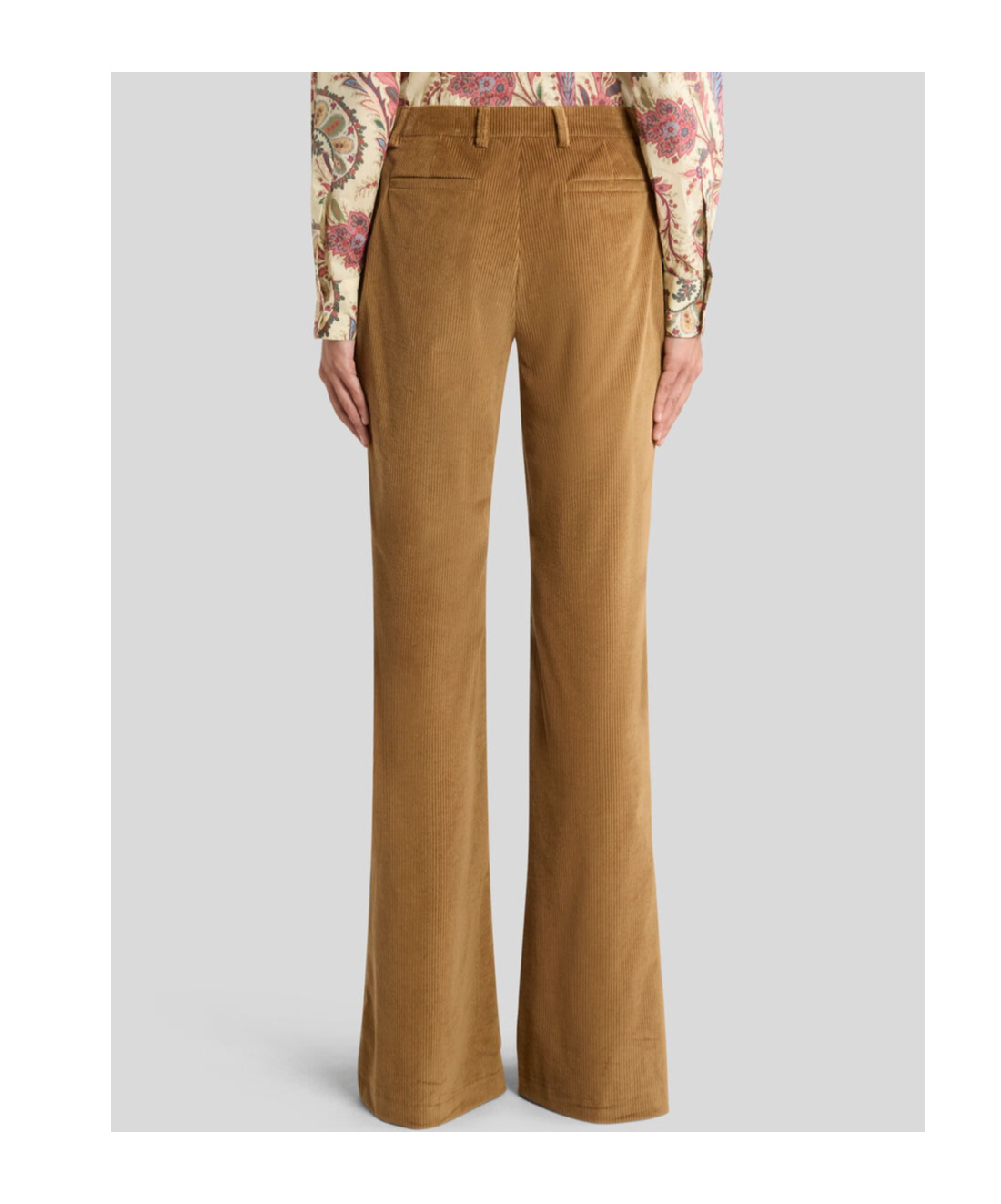 Etro Flared Camel Brown Corduroy Trousers In Brown