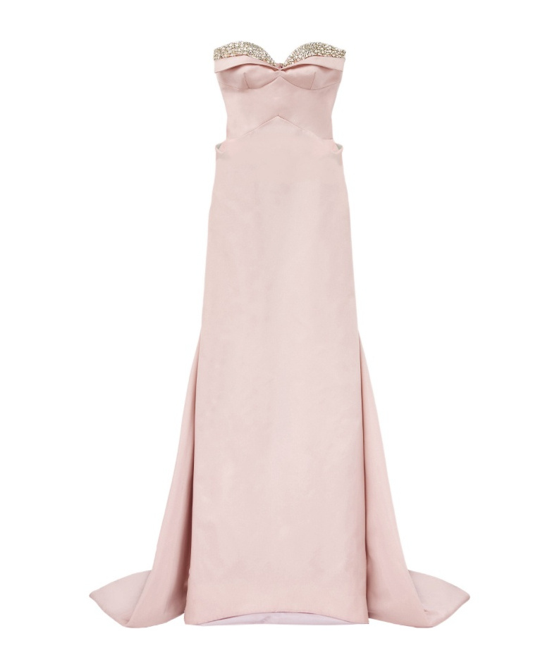 Alexander Mcqueen Strapless Crystal-embellished Taffeta Gown In Pink